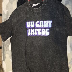 UU "UU CANT IMPEDE" Black Tee with Purple and White Text